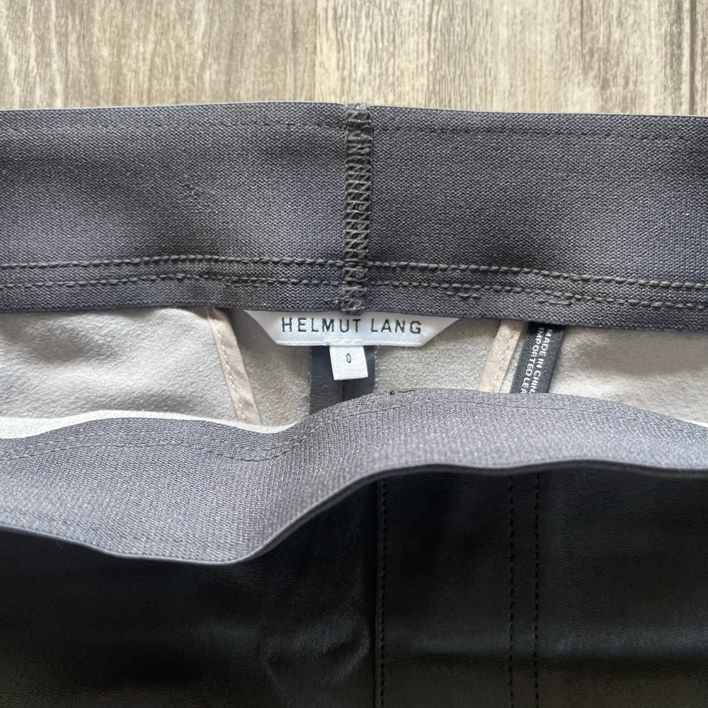 Helmut Lang Lamb Leather Straight Leg Pants.Color Dark Gray. Mid-Rise.Fit Small.
